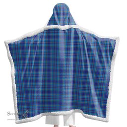 ScotsTee Shop Scottish Mercer Modern Clan Tartan Sherpa Hooded Blanket Wearable Cuddle Throw Warm Cozy