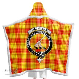 ScotsTee Shop Scottish MacMillan Clan Clan Crest Tartan Sherpa Hooded Blanket Wearable Cuddle Throw Warm Cozy