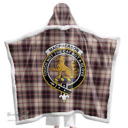 ScotsTee Shop Scottish MacPherson Hunting Ancient Clan Crest Tartan Sherpa Hooded Blanket Wearable Cuddle Throw Warm Cozy