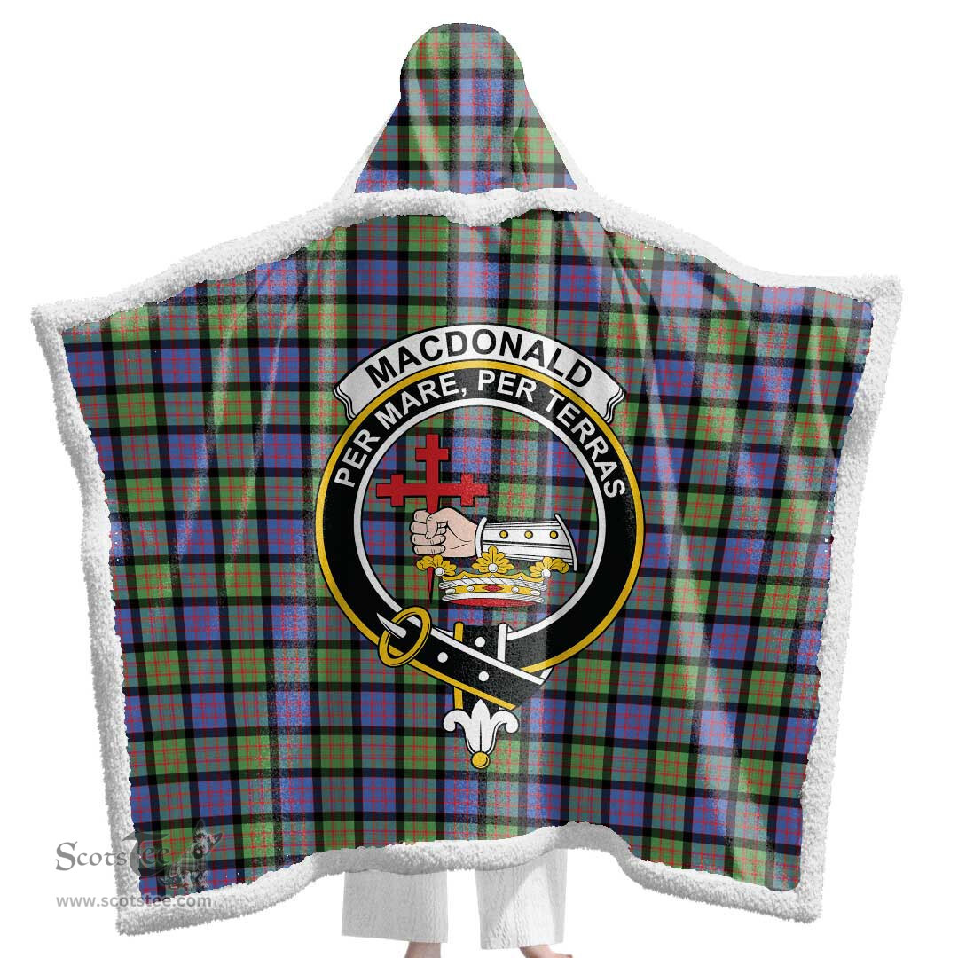ScotsTee Shop Scottish MacDonald Ancient Clan Crest Tartan Sherpa Hooded Blanket Wearable Cuddle Throw Warm Cozy
