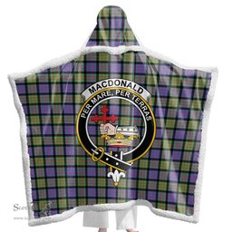 ScotsTee Shop Scottish MacDonald Ancient Clan Crest Tartan Sherpa Hooded Blanket Wearable Cuddle Throw Warm Cozy