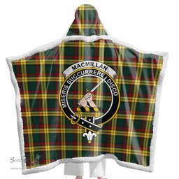 ScotsTee Shop Scottish MacMillan Old Modern Clan Crest Tartan Sherpa Hooded Blanket Wearable Cuddle Throw Warm Cozy