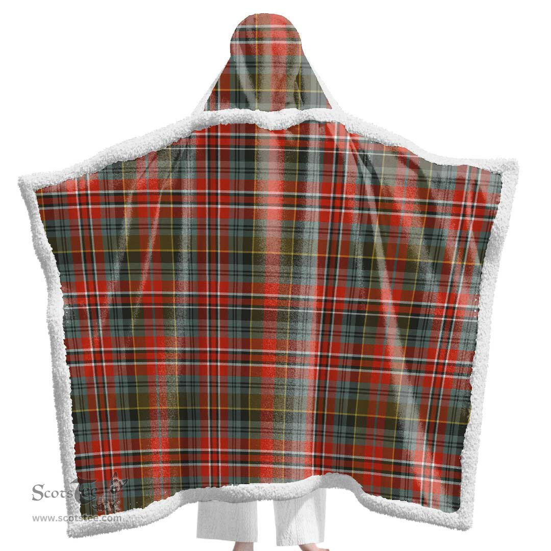 ScotsTee Shop Scottish MacPherson Weathered Clan Tartan Sherpa Hooded Blanket Wearable Cuddle Throw Warm Cozy