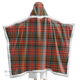 ScotsTee Shop Scottish MacPherson Weathered Clan Tartan Sherpa Hooded Blanket Wearable Cuddle Throw Warm Cozy