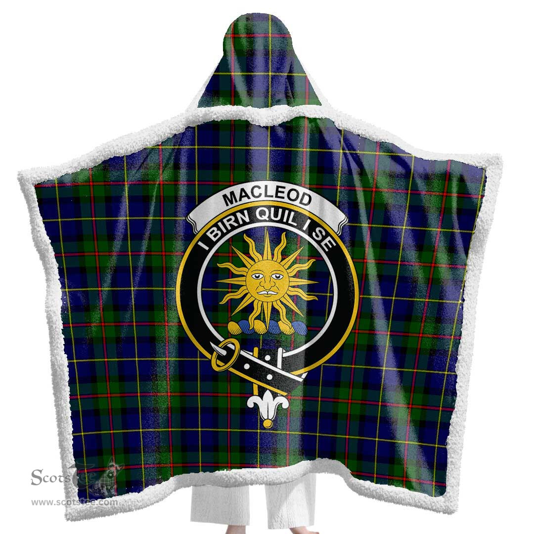 ScotsTee Shop Scottish MacLeod of Harris Modern Clan Crest Tartan Sherpa Hooded Blanket Wearable Cuddle Throw Warm Cozy