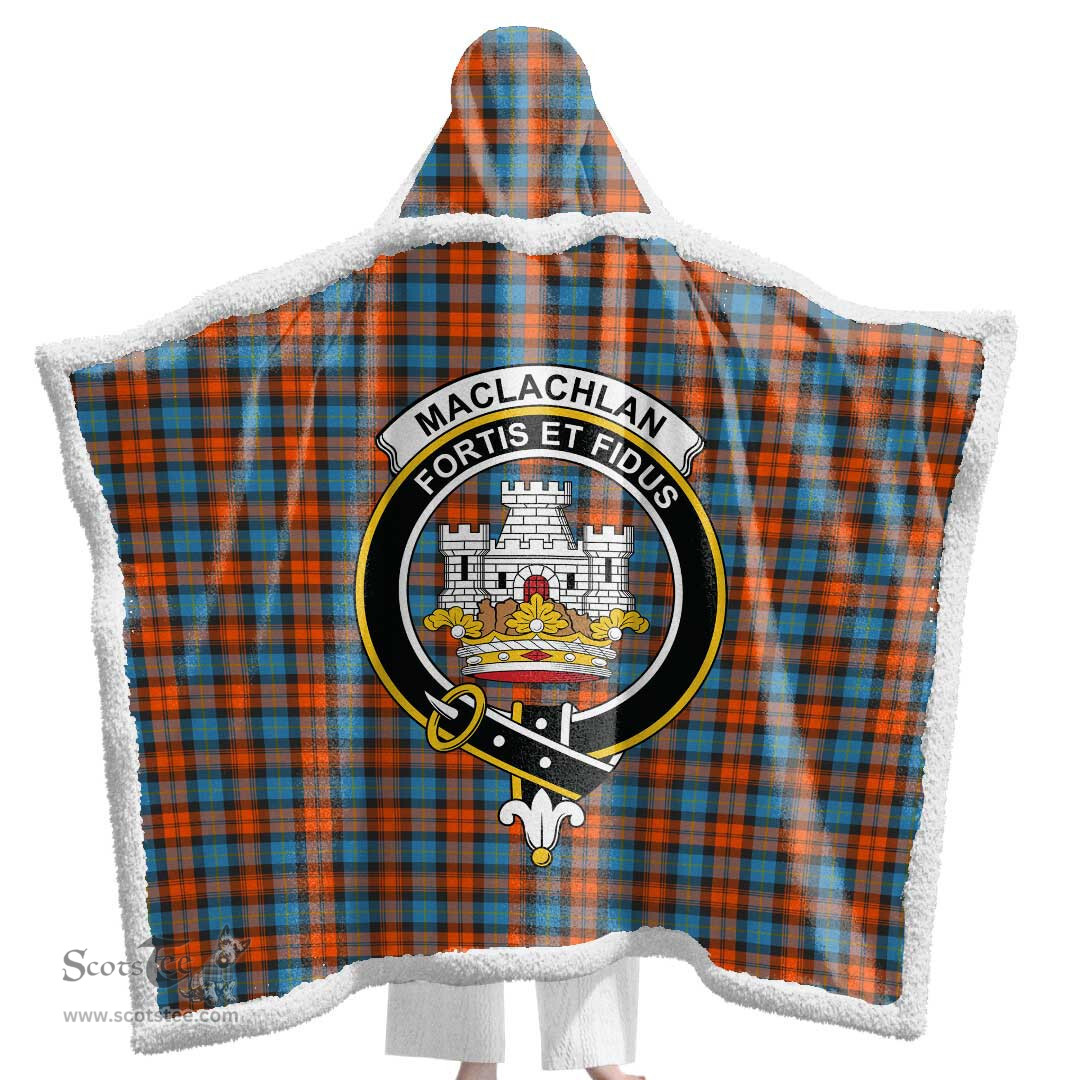 ScotsTee Shop Scottish MacLachlan Ancient Clan Crest Tartan Sherpa Hooded Blanket Wearable Cuddle Throw Warm Cozy