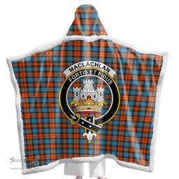 ScotsTee Shop Scottish MacLachlan Ancient Clan Crest Tartan Sherpa Hooded Blanket Wearable Cuddle Throw Warm Cozy