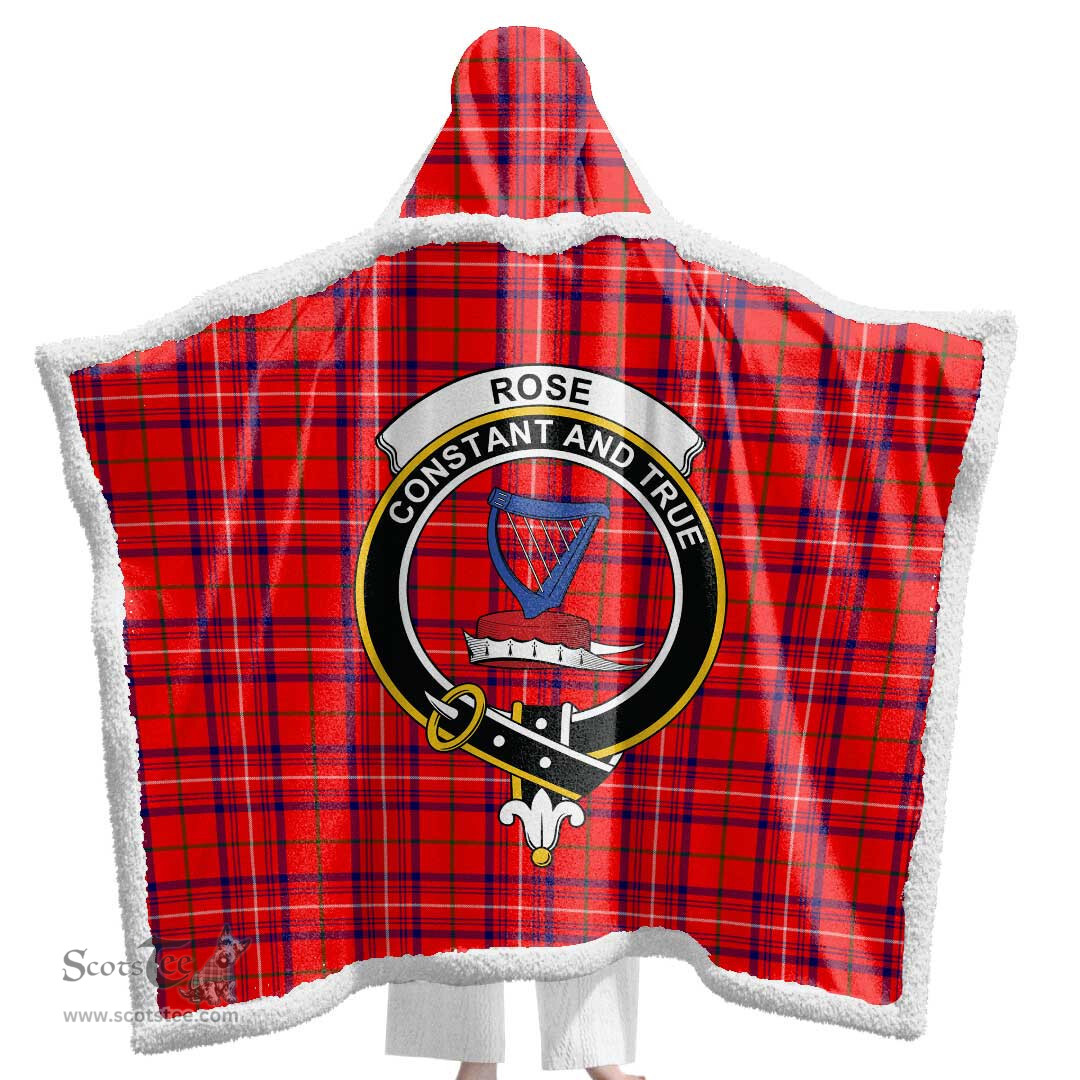 ScotsTee Shop Scottish Rose Modern Clan Crest Tartan Sherpa Hooded Blanket Wearable Cuddle Throw Warm Cozy