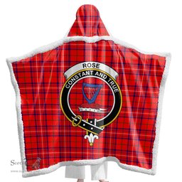 ScotsTee Shop Scottish Rose Modern Clan Crest Tartan Sherpa Hooded Blanket Wearable Cuddle Throw Warm Cozy
