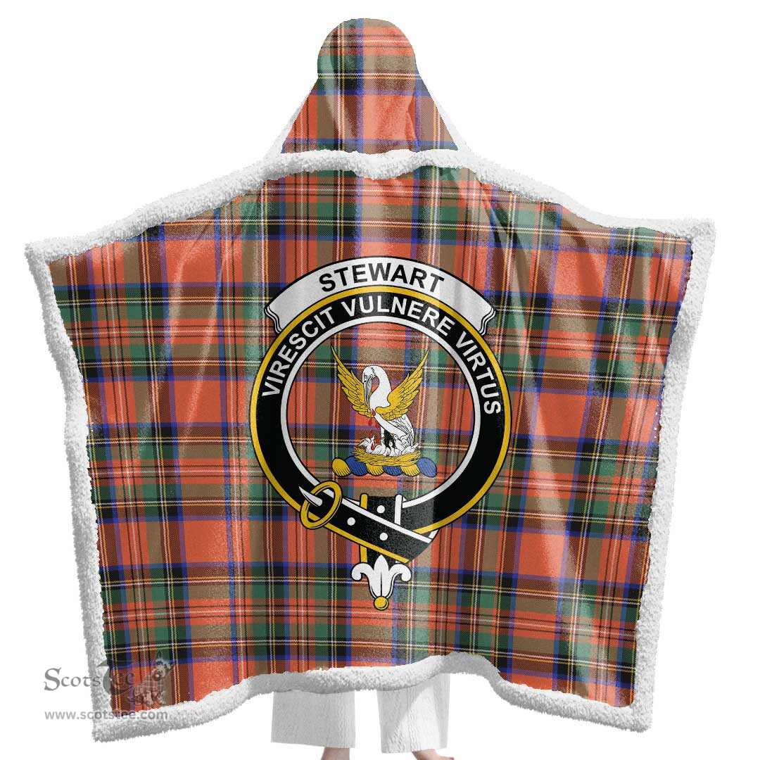 ScotsTee Shop Scottish Stewart Royal Ancient Clan Crest Tartan Sherpa Hooded Blanket Wearable Cuddle Throw Warm Cozy