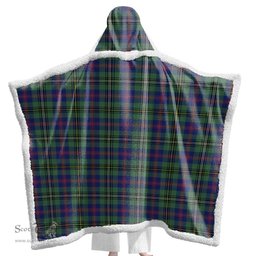 ScotsTee Shop Scottish Wood Modern Clan Tartan Sherpa Hooded Blanket Wearable Cuddle Throw Warm Cozy