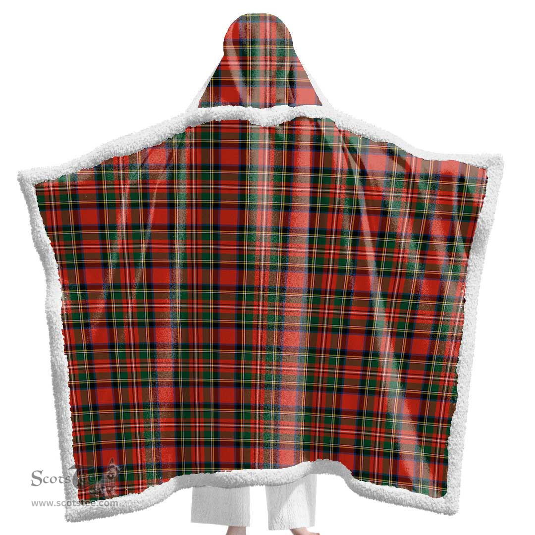 ScotsTee Shop Scottish Stewart Royal Modern Clan Tartan Sherpa Hooded Blanket Wearable Cuddle Throw Warm Cozy