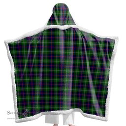 ScotsTee Shop Scottish Sutherland Modern Clan Tartan Sherpa Hooded Blanket Wearable Cuddle Throw Warm Cozy