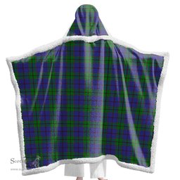 ScotsTee Shop Scottish Strachan Clan Tartan Sherpa Hooded Blanket Wearable Cuddle Throw Warm Cozy