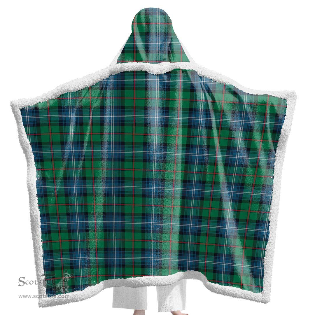 ScotsTee Shop Scottish Urquhart Ancient Clan Tartan Sherpa Hooded Blanket Wearable Cuddle Throw Warm Cozy