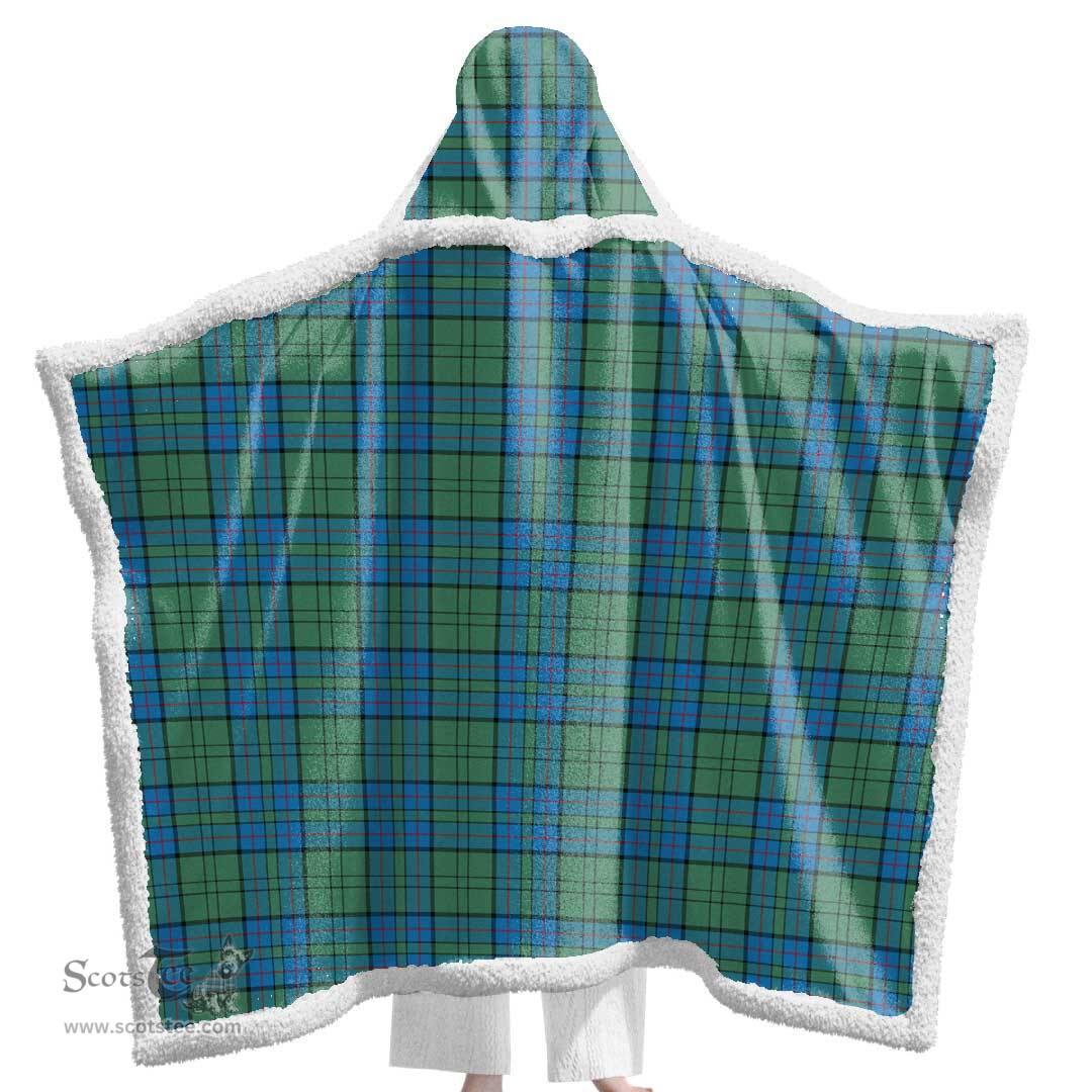 ScotsTee Shop Scottish Lockhart Clan Tartan Sherpa Hooded Blanket Wearable Cuddle Throw Warm Cozy