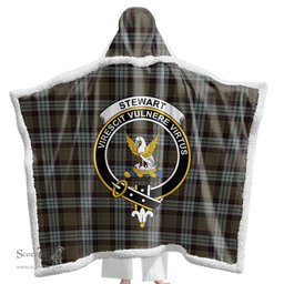 ScotsTee Shop Scottish Stewart Old Weathered Clan Crest Tartan Sherpa Hooded Blanket Wearable Cuddle Throw Warm Cozy
