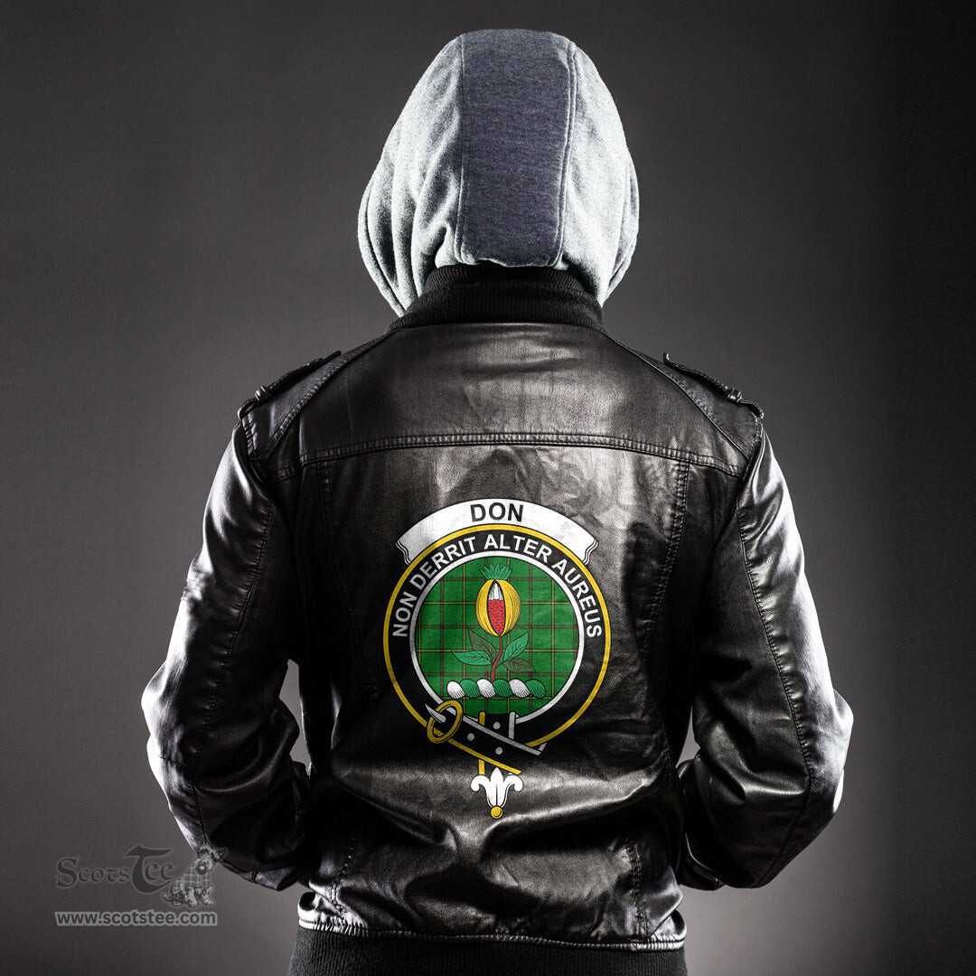 ScotsTee Shop Scottish Don (Tribe-of-Mar) Clan Crest Tartan Leather Jacket