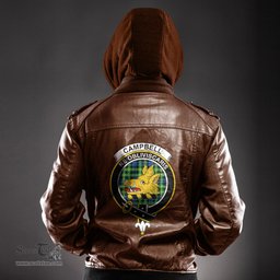 ScotsTee Shop Scottish Campbell of Breadalbane Ancient Clan Crest Tartan Leather Jacket