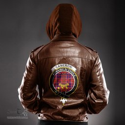 ScotsTee Shop Scottish Cameron of Lochiel Modern Clan Crest Tartan Leather Jacket