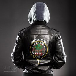 ScotsTee Shop Scottish Anderson of Arbrake Clan Crest Tartan Leather Jacket