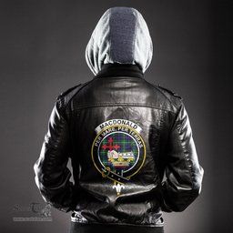 ScotsTee Shop Scottish MacDonald of the Isles Hunting Modern Clan Crest Tartan Leather Jacket