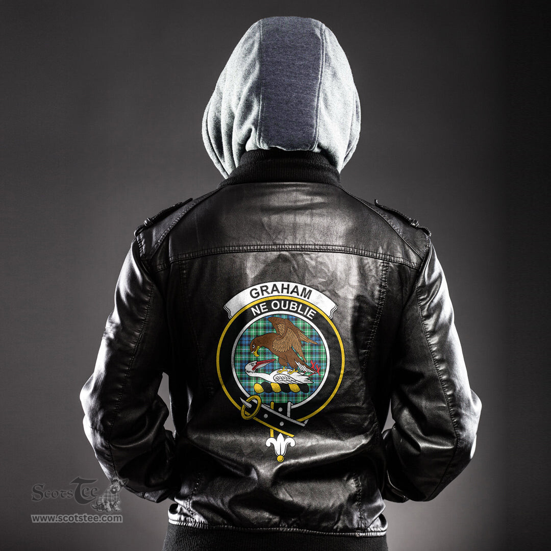 ScotsTee Shop Scottish Graham of Montrose Ancient Clan Crest Tartan Leather Jacket