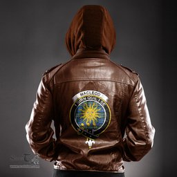 ScotsTee Shop Scottish MacLeod of Harris Ancient Clan Crest Tartan Leather Jacket