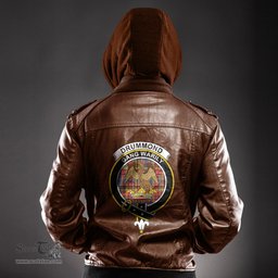 ScotsTee Shop Scottish Drummond of Strathallan Clan Crest Tartan Leather Jacket