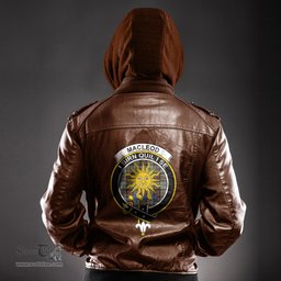 ScotsTee Shop Scottish MacLeod of Harris Weathered Clan Crest Tartan Leather Jacket