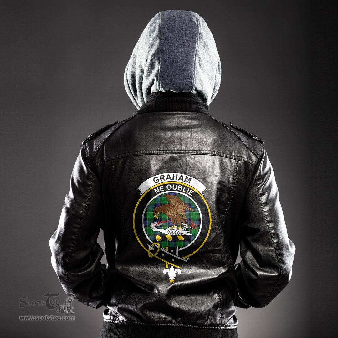 ScotsTee Shop Scottish Graham of Menteith Modern Clan Crest Tartan Leather Jacket