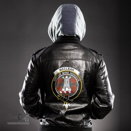 ScotsTee Shop Scottish MacLean of Duart Ancient Clan Crest Tartan Leather Jacket