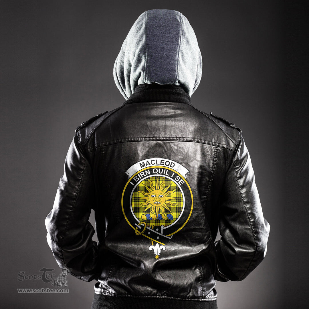 ScotsTee Shop Scottish MacLeod of Lewis Modern Clan Crest Tartan Leather Jacket