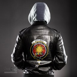 ScotsTee Shop Scottish MacLeod of Raasay Clan Crest Tartan Leather Jacket