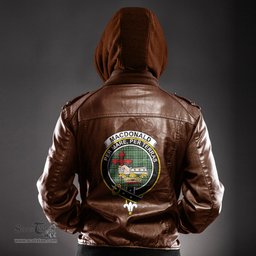 ScotsTee Shop Scottish MacDonald Lord of the Isles Hunting Clan Crest Tartan Leather Jacket