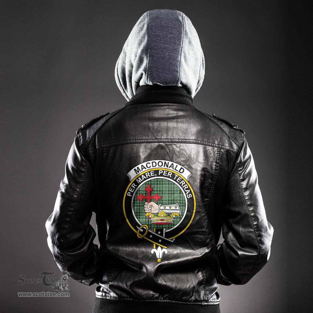 ScotsTee Shop Scottish MacDonald Lord of the Isles Hunting Clan Crest Tartan Leather Jacket