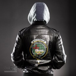 ScotsTee Shop Scottish MacDonald Lord of the Isles Hunting Clan Crest Tartan Leather Jacket