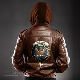 ScotsTee Shop Scottish Wishart Hunting Modern Clan Crest Tartan Leather Jacket