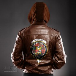 ScotsTee Shop Scottish Stewart of Appin Ancient Clan Crest Tartan Leather Jacket