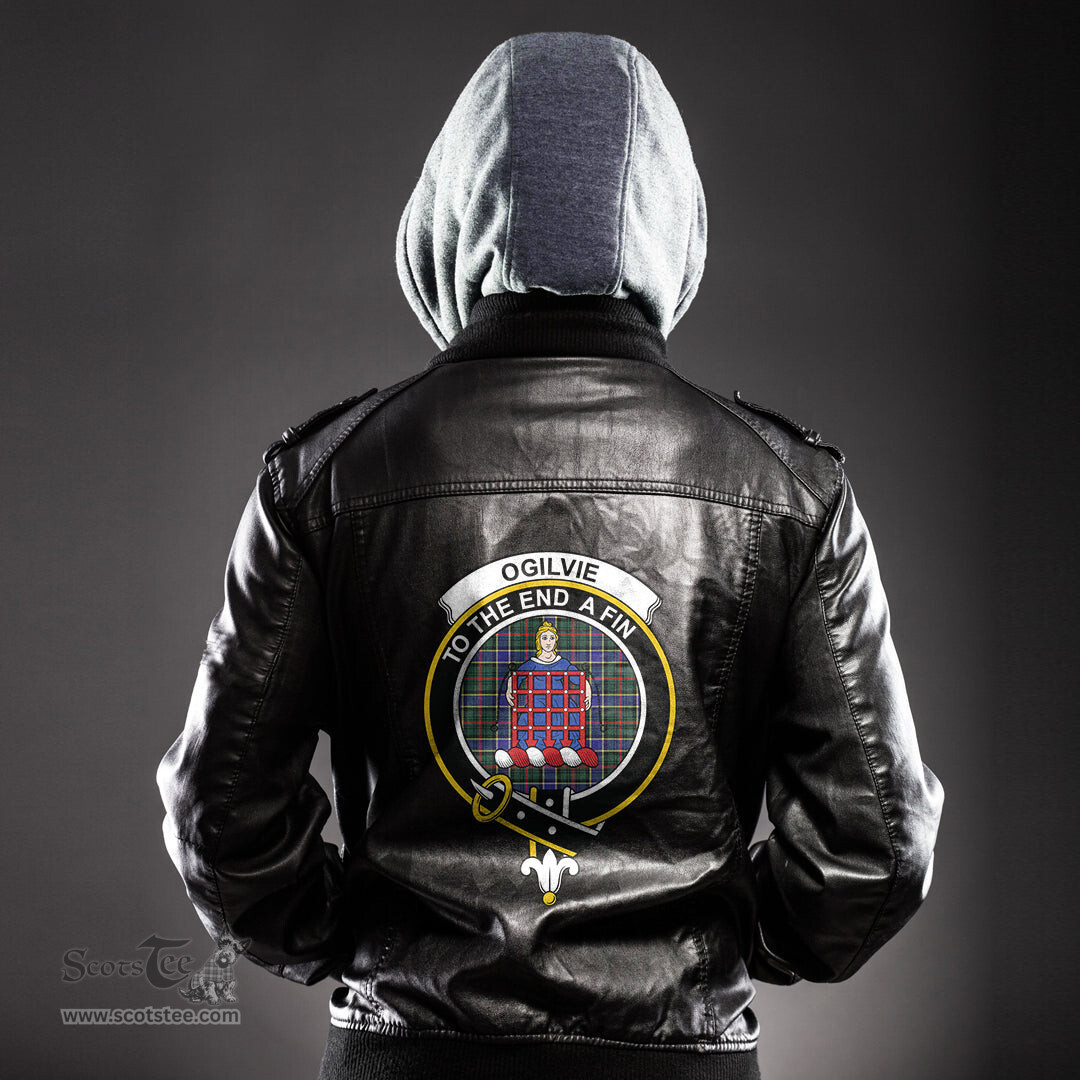ScotsTee Shop Scottish Ogilvie Hunting Modern Clan Crest Tartan Leather Jacket