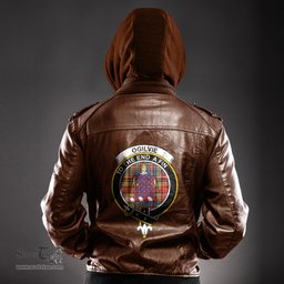 ScotsTee Shop Scottish Ogilvie of Airlie Ancient Clan Crest Tartan Leather Jacket