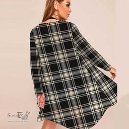 ScotsTee Shop Scottish Menzies Black & White Ancient Clan Tartan Beach Kimono Womens Beach Cover Up