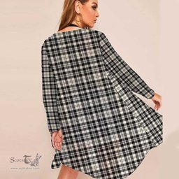 ScotsTee Shop Scottish Scott Black & White Ancient Clan Tartan Beach Kimono Womens Beach Cover Up