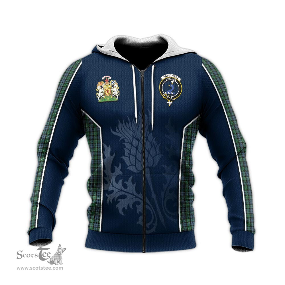 ScotsTee Shop Scottish Arbuthnot Clan Scottish Crest and Scottish Thistle Sport Tartan Hoodie