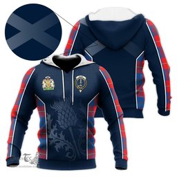 ScotsTee Shop Scottish Blane Clan Scottish Crest and Scottish Thistle Sport Tartan Hoodie
