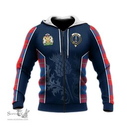 ScotsTee Shop Scottish Blane Clan Scottish Crest and Scottish Thistle Sport Tartan Hoodie