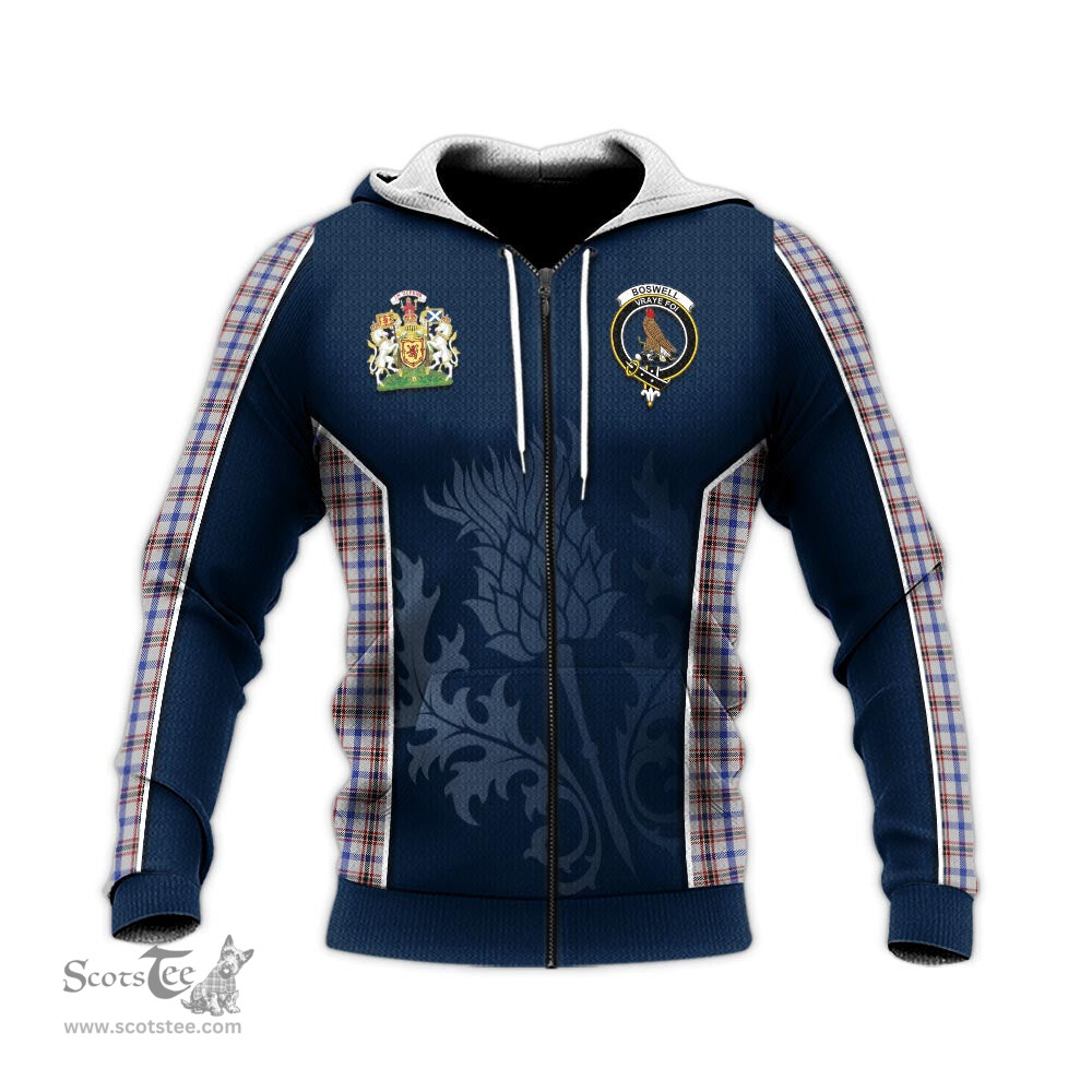ScotsTee Shop Scottish Boswell Clan Scottish Crest and Scottish Thistle Sport Tartan Hoodie