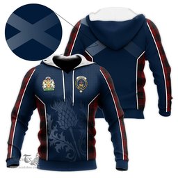 ScotsTee Shop Scottish Cameron Black and Red Clan Scottish Crest and Scottish Thistle Sport Tartan Hoodie