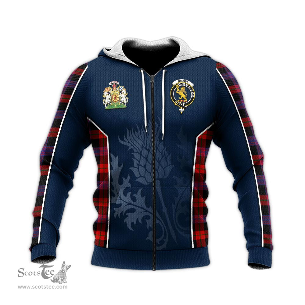 ScotsTee Shop Scottish Broun Modern Clan Scottish Crest and Scottish Thistle Sport Tartan Hoodie