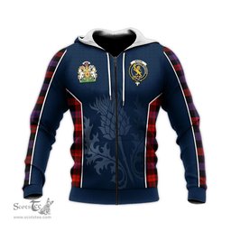 ScotsTee Shop Scottish Broun Modern Clan Scottish Crest and Scottish Thistle Sport Tartan Hoodie